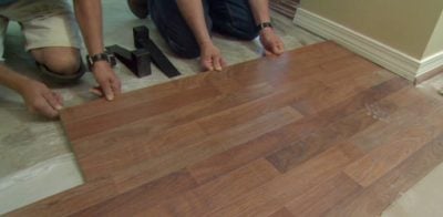 Installing laminate floor.