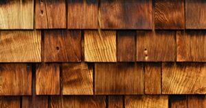 close-up of cedar shake shingles
