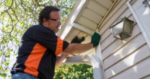 contractor installing house siding