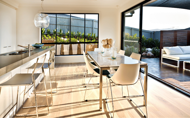 Luxury vinyl plank flooring in a modern home
