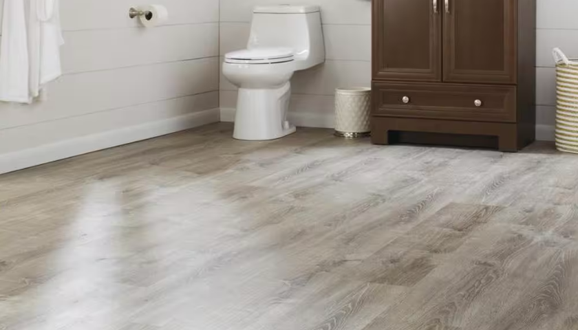 Lifeproof vinyl plank floor in bathroom